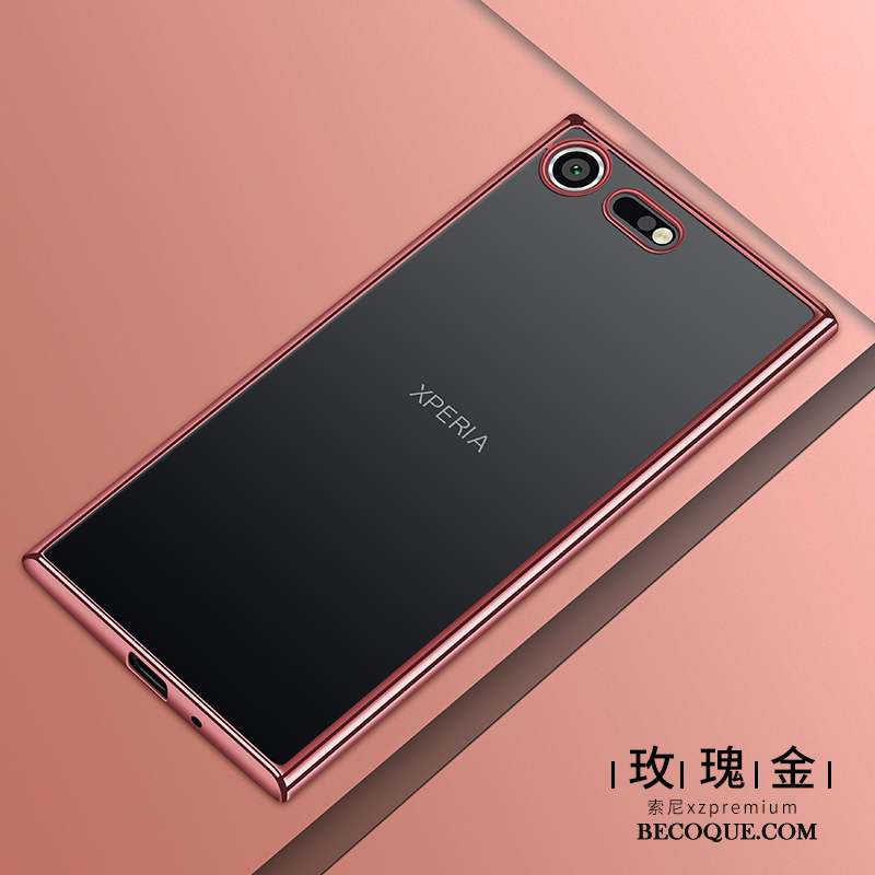 Sony Xperia Xz1 Compact Or Rose Transparent Silicone Fluide Doux Étui Coque