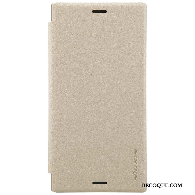 Sony Xperia Xz1 Compact Protection Housse Coque De Téléphone Étui En Cuir Gris Or