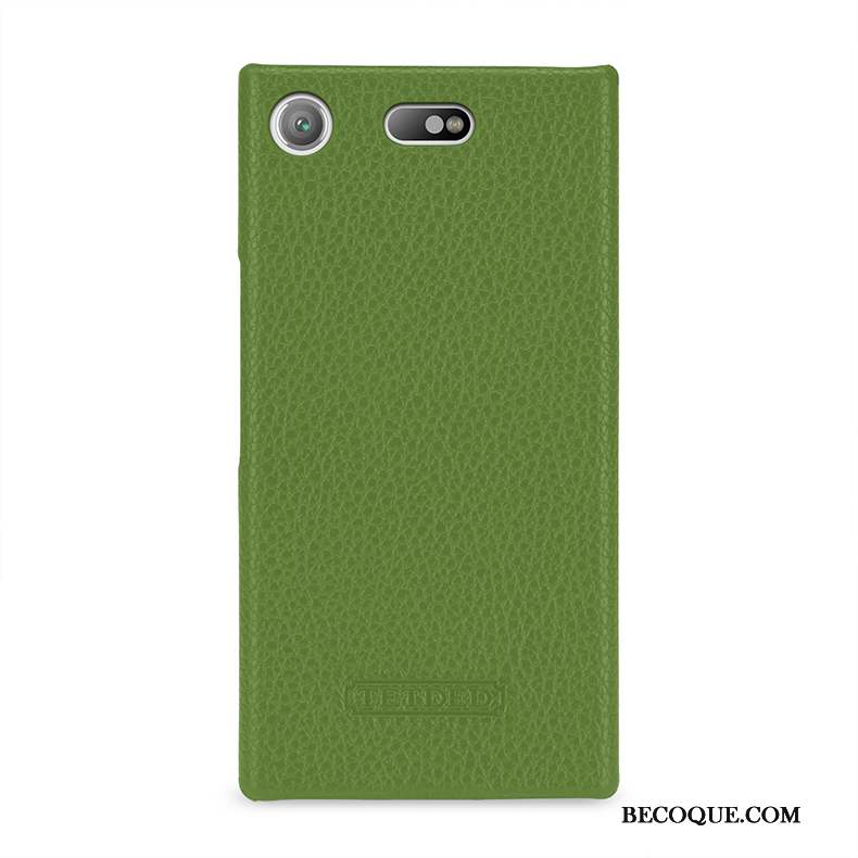 Sony Xperia Xz1 Compact Vert Cuir Véritable Protection Étui Coque De Téléphone Antidérapant