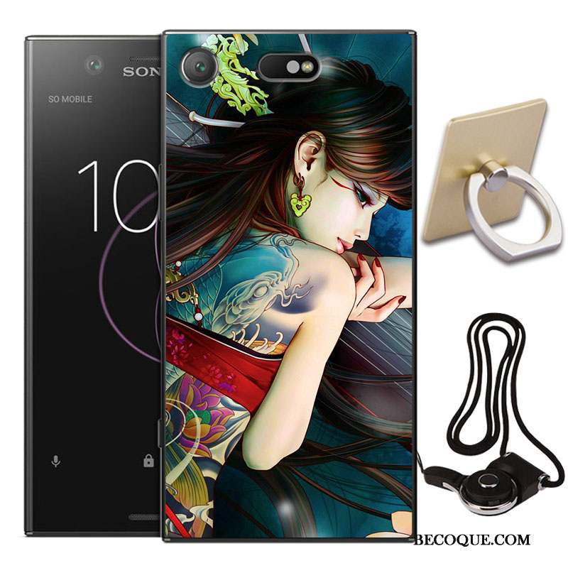 Sony Xperia Xz1 Compact Étui Incassable Protection Peinture Fluide Doux Coque De Téléphone