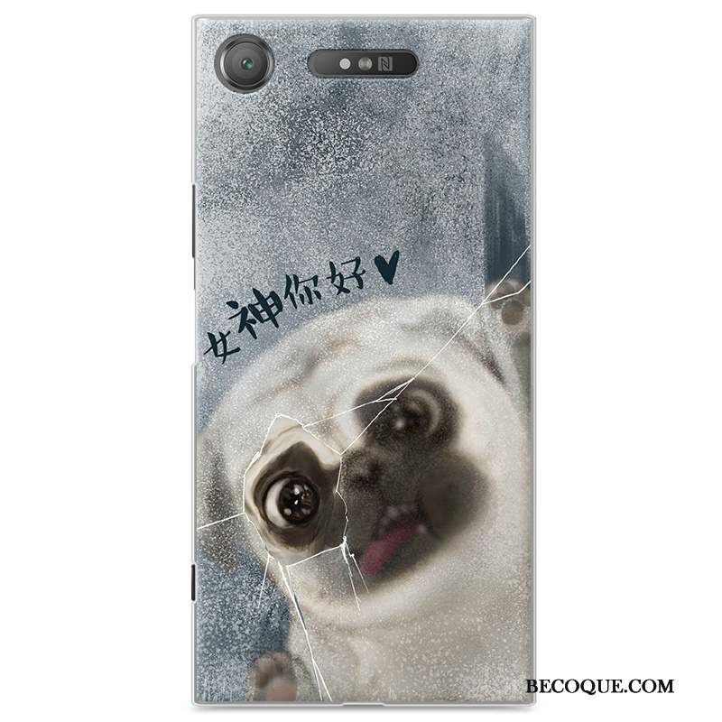 Sony Xperia Xz1 Coque De Téléphone Gris Dessin Animé Protection Étui Difficile