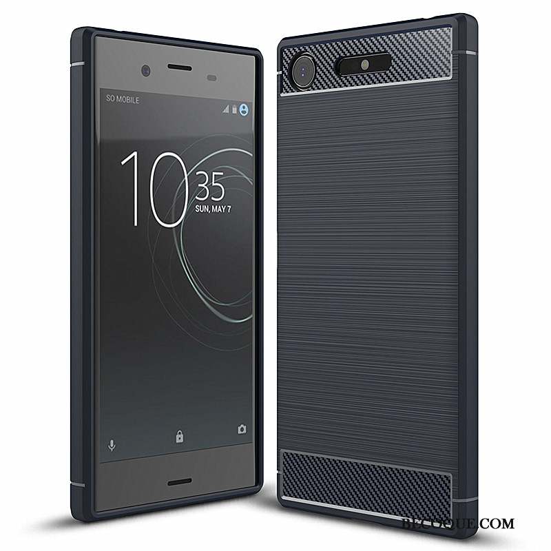 Sony Xperia Xz1 Coque De Téléphone Étui Tout Compris Bleu Fluide Doux Silicone