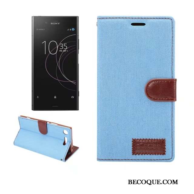 Sony Xperia Xz1 En Denim Protection Téléphone Portable Étui Coque De Téléphone Étui En Cuir