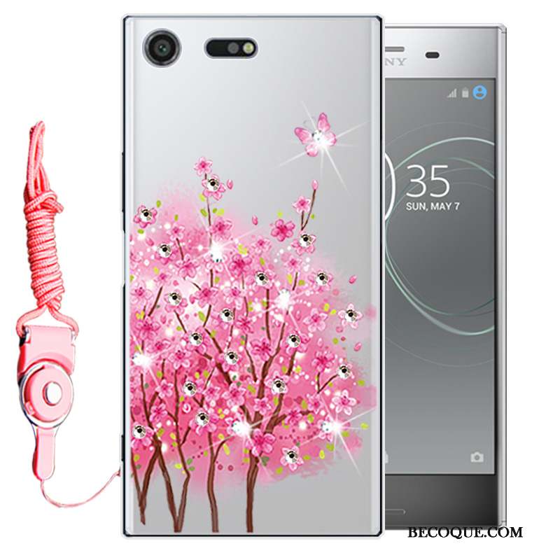 Sony Xperia Xz1 Protection Fluide Doux Coque De Téléphone Rose Silicone Téléphone Portable
