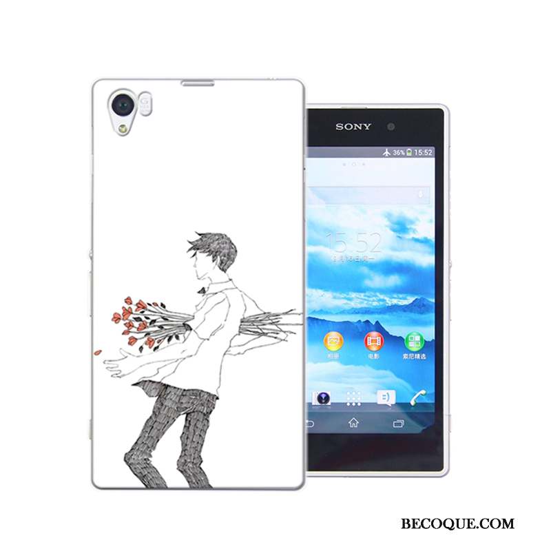 Sony Xperia Z1 Étui Peinture Coque De Téléphone Bleu Protection Difficile