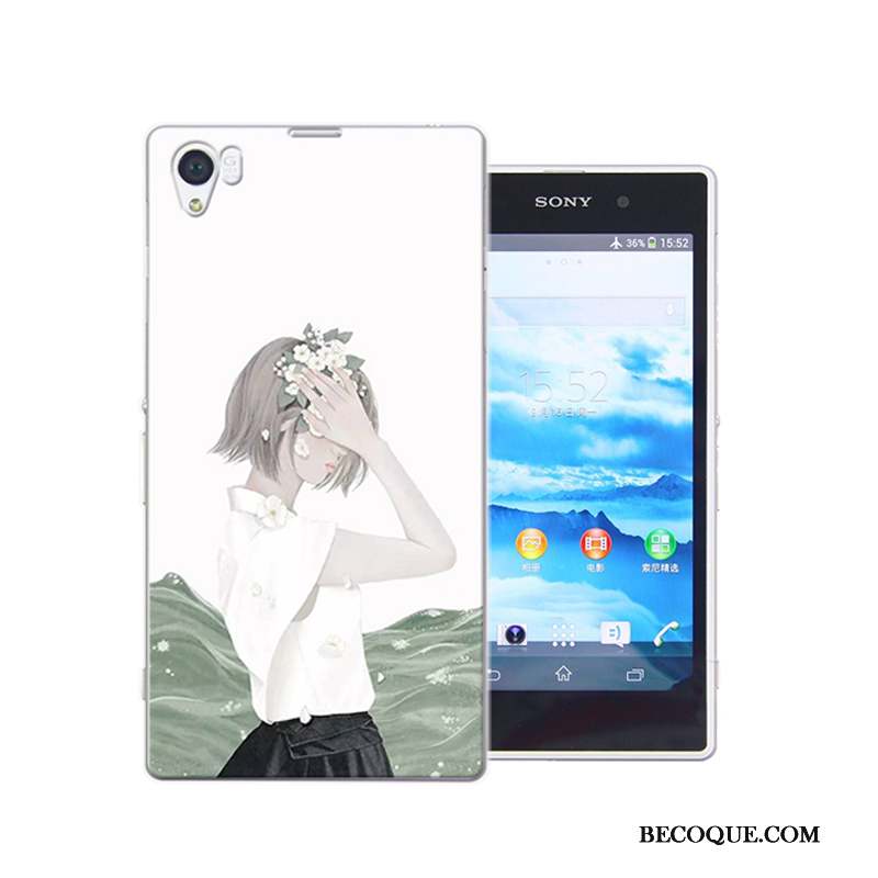 Sony Xperia Z1 Étui Peinture Coque De Téléphone Bleu Protection Difficile