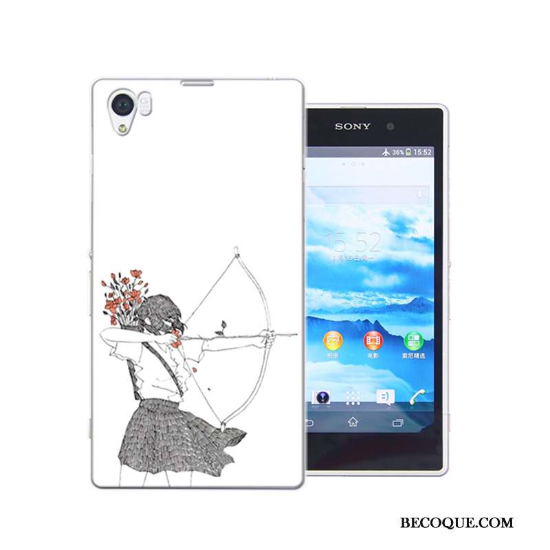 Sony Xperia Z1 Étui Peinture Coque De Téléphone Bleu Protection Difficile