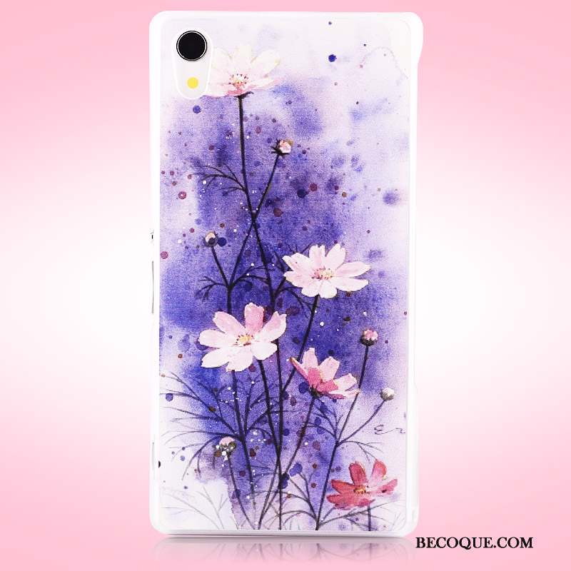 Sony Xperia Z2 Peinture Téléphone Portable Blanc Dessin Animé Coque Étui