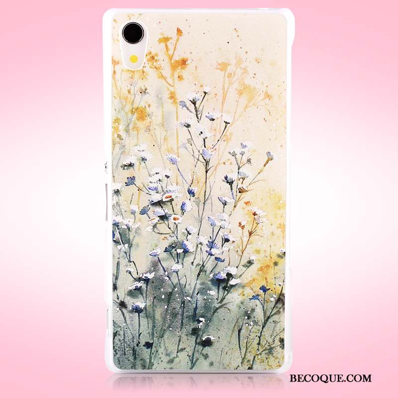 Sony Xperia Z2 Peinture Téléphone Portable Blanc Dessin Animé Coque Étui