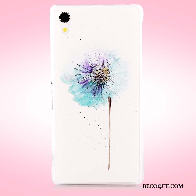 Sony Xperia Z2 Peinture Téléphone Portable Blanc Dessin Animé Coque Étui