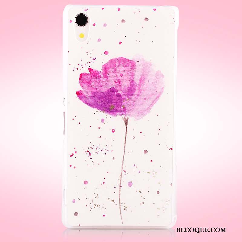 Sony Xperia Z2 Peinture Téléphone Portable Blanc Dessin Animé Coque Étui