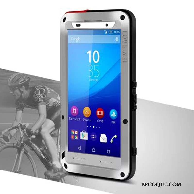 Sony Xperia Z3+ Blanc Étui Métal Protection Silicone Coque De Téléphone