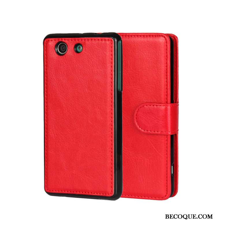 Sony Xperia Z3 Protection Étui Rouge Étui En Cuir Coque Téléphone Portable