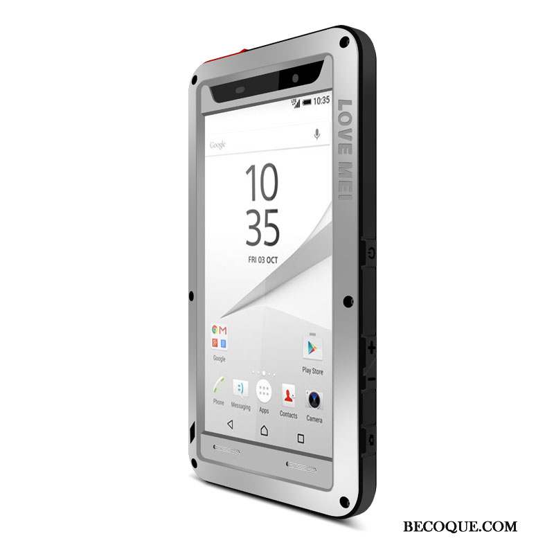 Sony Xperia Z5 Compact Border Protection Incassable Trois Défenses Coque De Téléphone Argent