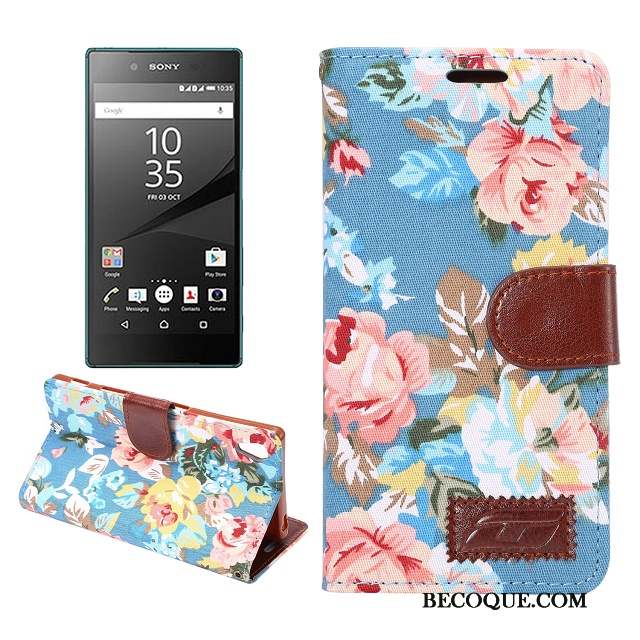 Sony Xperia Z5 Étui Bleu Fluide Doux Étui En Cuir Coque Téléphone Portable