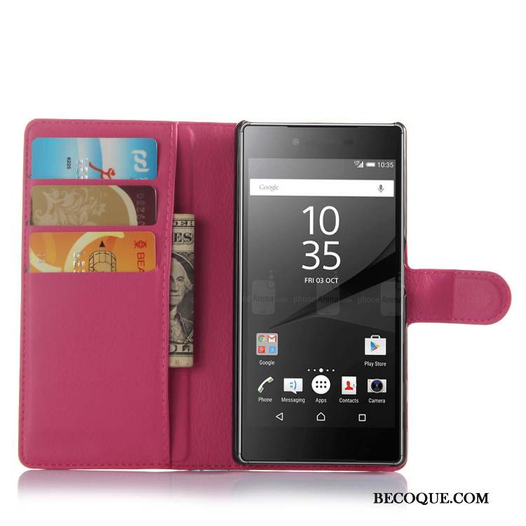 Sony Xperia Z5 Étui En Cuir Téléphone Portable Violet Coque Protection Portefeuille