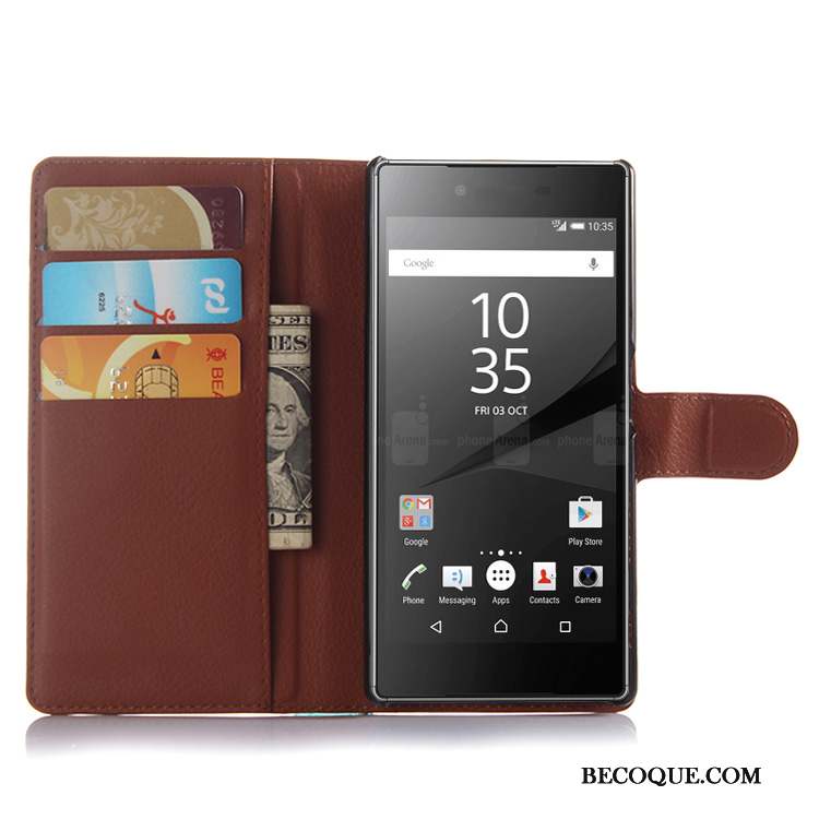 Sony Xperia Z5 Étui En Cuir Téléphone Portable Violet Coque Protection Portefeuille