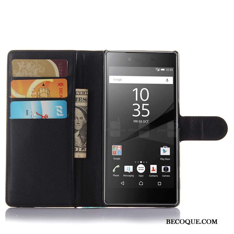 Sony Xperia Z5 Étui En Cuir Téléphone Portable Violet Coque Protection Portefeuille