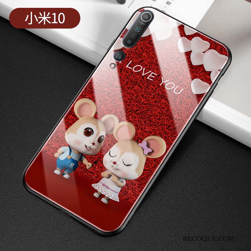 Xiaomi Mi 10 Coque Dessin Animé Personnalité Fluide Doux Créatif Verre Trempé Protection