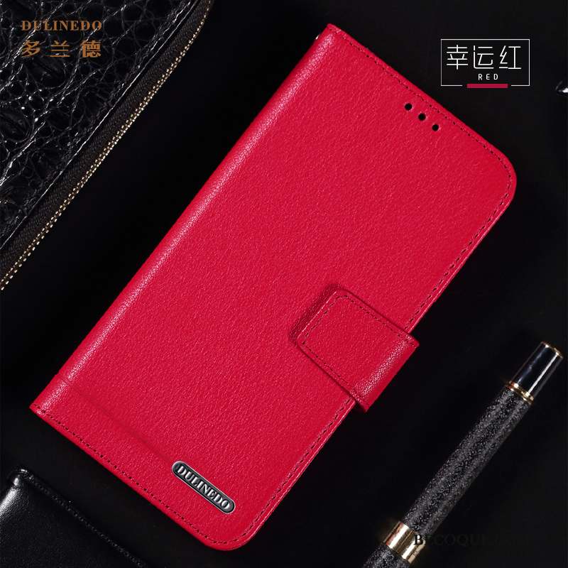 Xiaomi Mi 10 Coque Housse Étui En Cuir Tout Compris Net Rouge Carte Petit