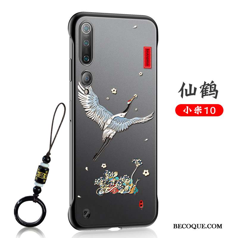 Xiaomi Mi 10 Coque Incassable Petit Délavé En Daim Créatif Protection Grue