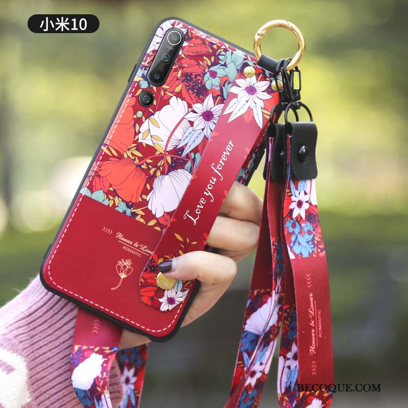Xiaomi Mi 10 Coque Modèle Fleurie Vintage Tout Compris Silicone Créatif Vent
