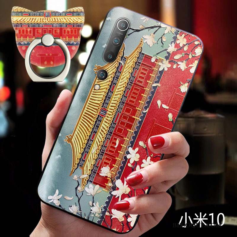 Xiaomi Mi 10 Coque Personnalité Vintage Luxe Petit Rouge Style Chinois