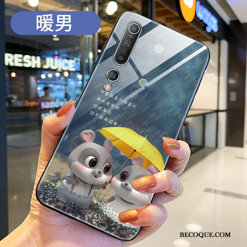Xiaomi Mi 10 Coque Rat Protection Fluide Doux Charmant Bleu Petit