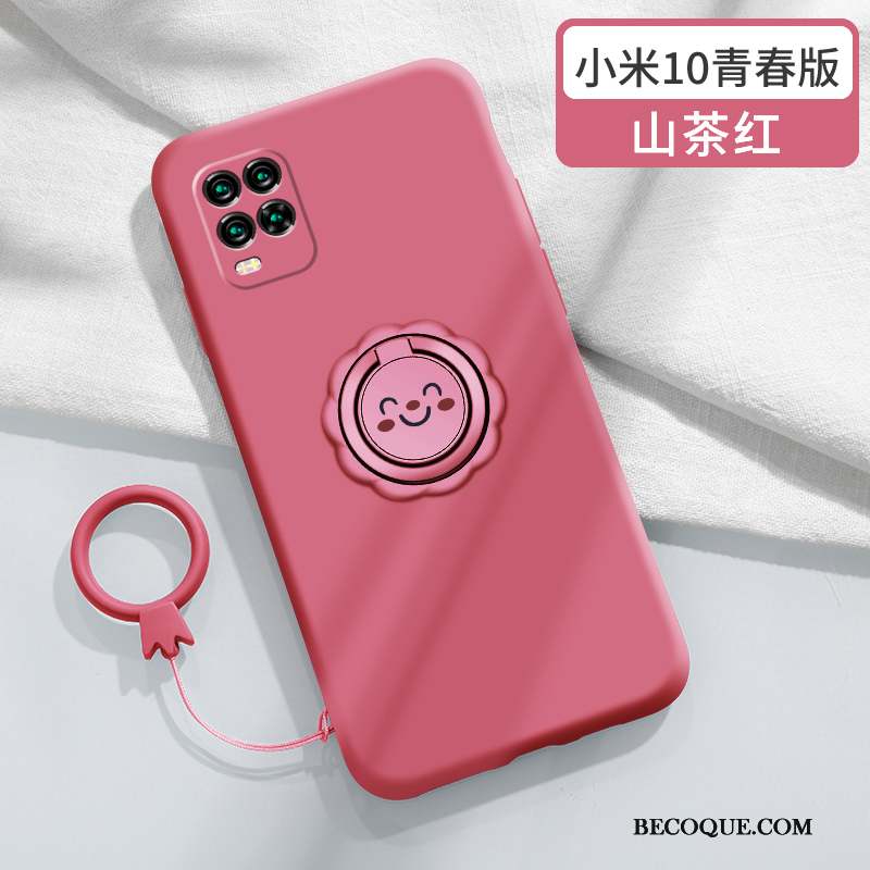 Xiaomi Mi 10 Lite Coque De Téléphone Net Rouge Tout Compris Protection Silicone Noir