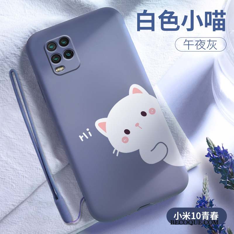 Xiaomi Mi 10 Lite Coque Délavé En Daim Silicone Créatif Étui Petit Amoureux