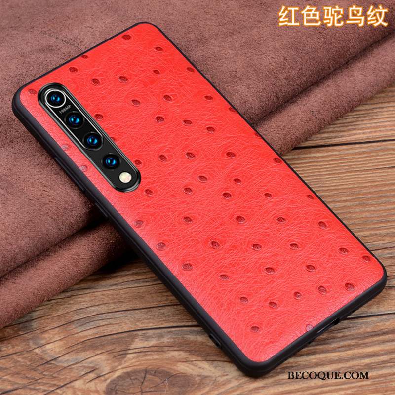 Xiaomi Mi 10 Petit Coque De Téléphone Cuir Cuir Véritable Rouge Tout Compris