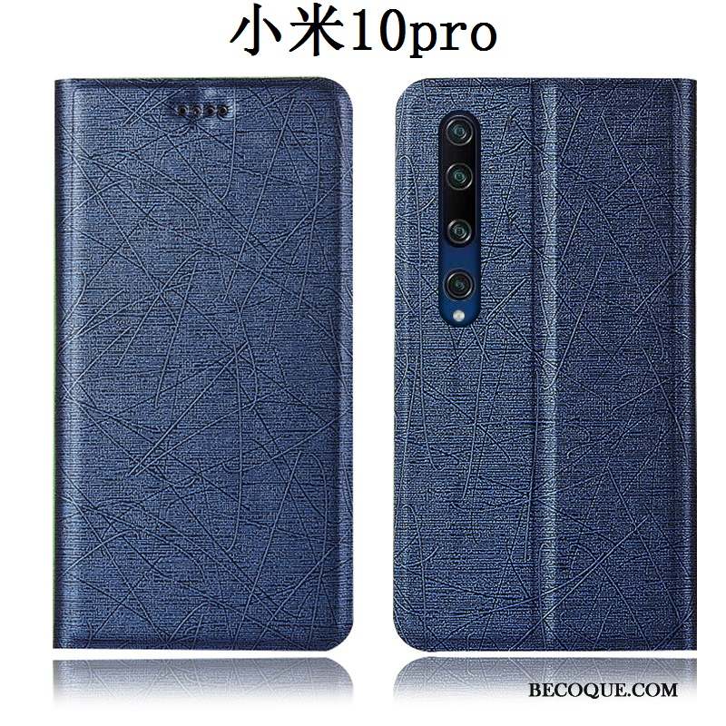 Xiaomi Mi 10 Pro Coque Incassable Bleu Petit Soie Protection Housse