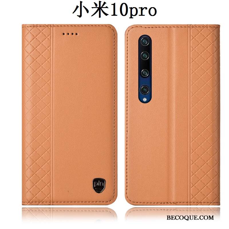 Xiaomi Mi 10 Pro Protection Coque De Téléphone Incassable Étui Jaune Étui En Cuir