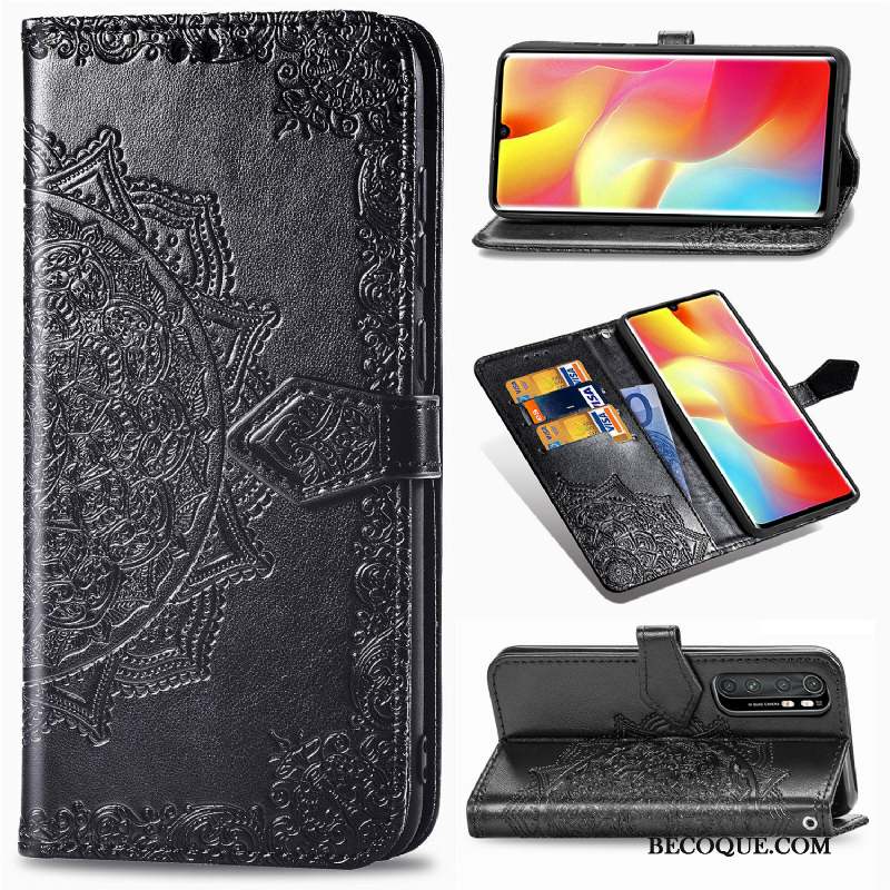 Xiaomi Mi Note 10 Lite Étui En Cuir Noir Tout Compris Incassable Coque De Téléphone Petit