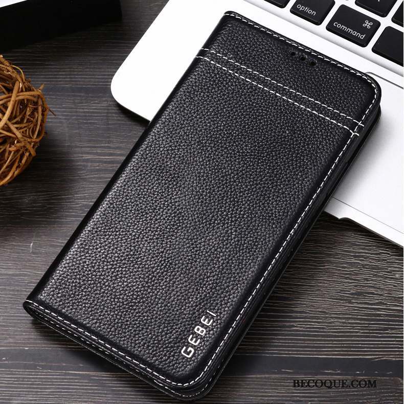 iPhone 11 Coque Cuir Étui Personnalité Business Cuir Véritable Housse