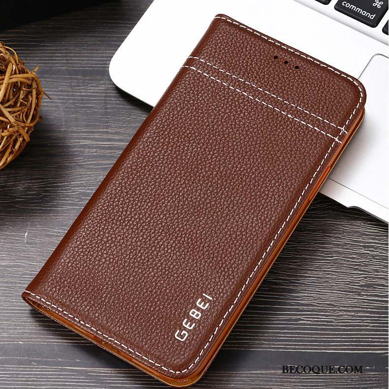 iPhone 11 Coque Cuir Étui Personnalité Business Cuir Véritable Housse