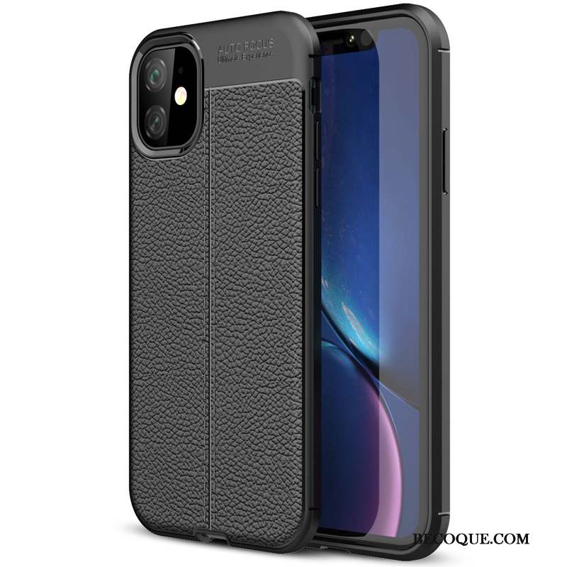 iPhone 11 Coque Litchi Fluide Doux En Silicone Protection Étui