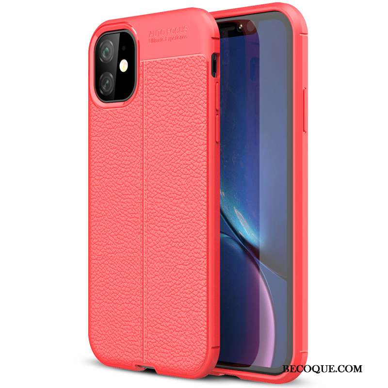 iPhone 11 Coque Litchi Fluide Doux En Silicone Protection Étui