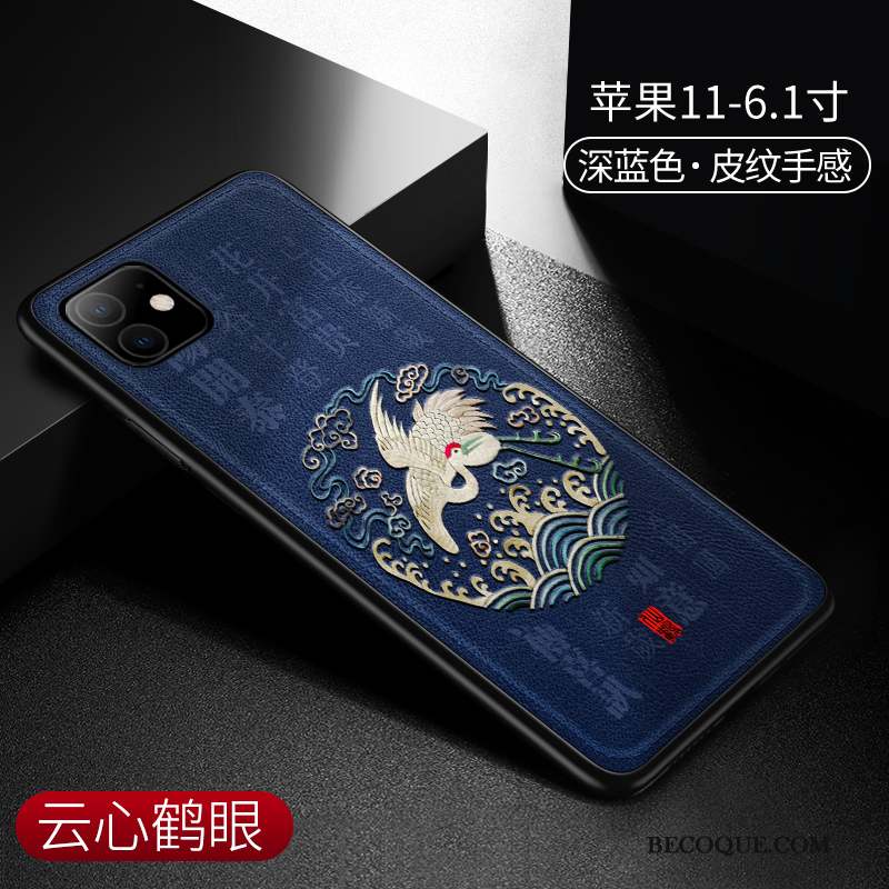 iPhone 11 Coque Style Chinois Cuir Qualité Personnalité Protection Légères