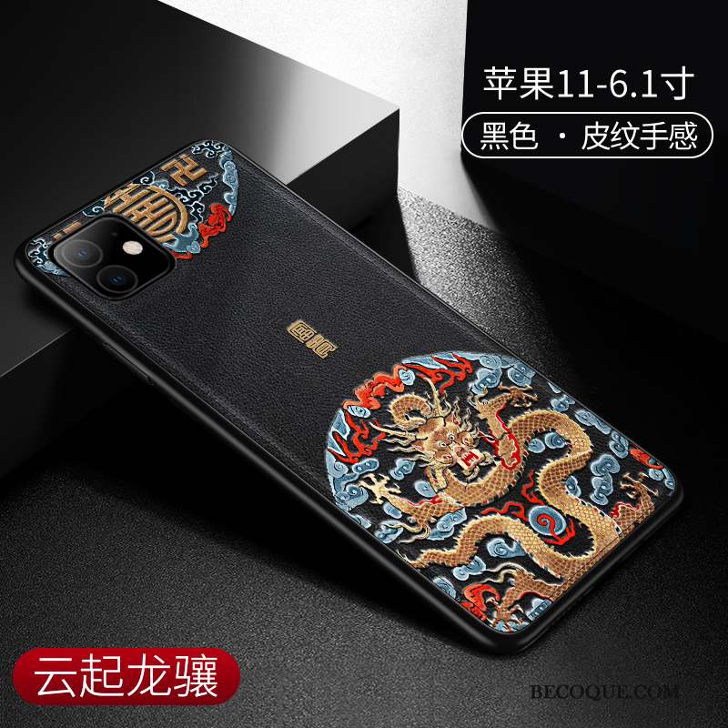 iPhone 11 Coque Style Chinois Cuir Qualité Personnalité Protection Légères