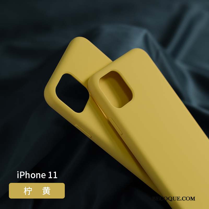 iPhone 11 Coque Tout Compris Fluide Doux Vert Foncé Jaune Silicone Protection