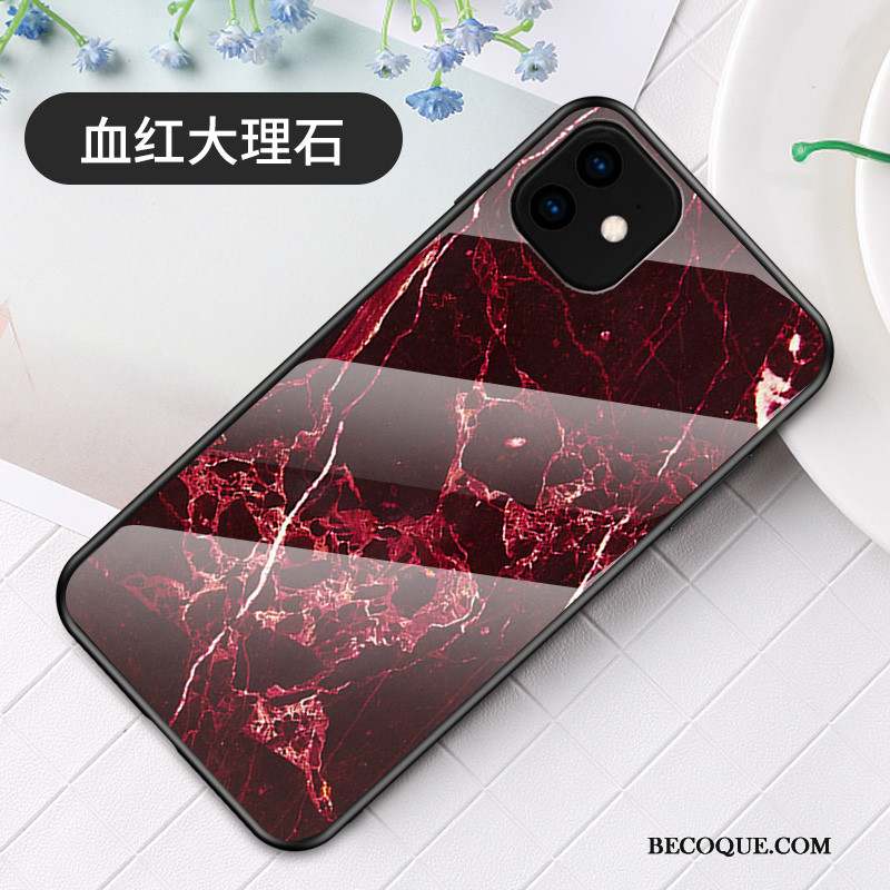 iPhone 11 Coque Verre Nouveau Racé Rouge Luxe Grand