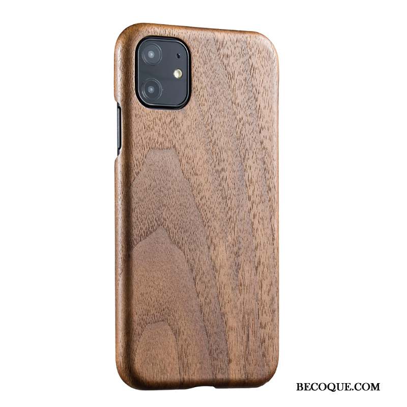 iPhone 11 Coque Étui En Bois Noir Nouveau Bambou Protection