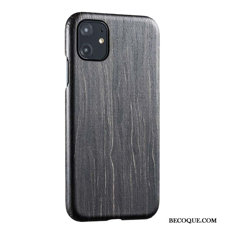 iPhone 11 Coque Étui En Bois Noir Nouveau Bambou Protection