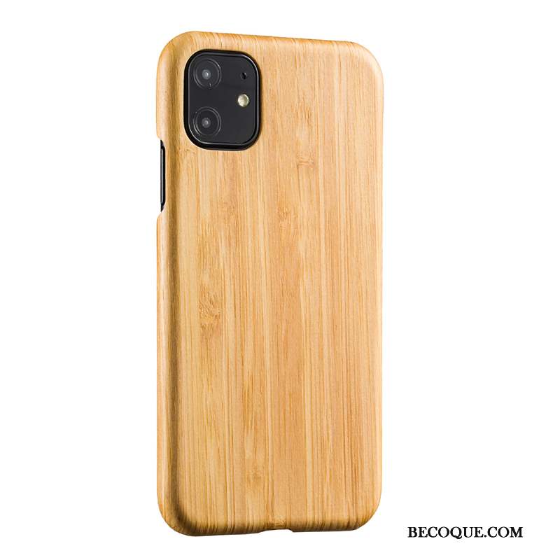 iPhone 11 Coque Étui En Bois Noir Nouveau Bambou Protection