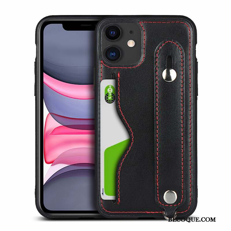 iPhone 11 Luxe Cuir Véritable Support Coque De Téléphone Incassable Ornements Suspendus