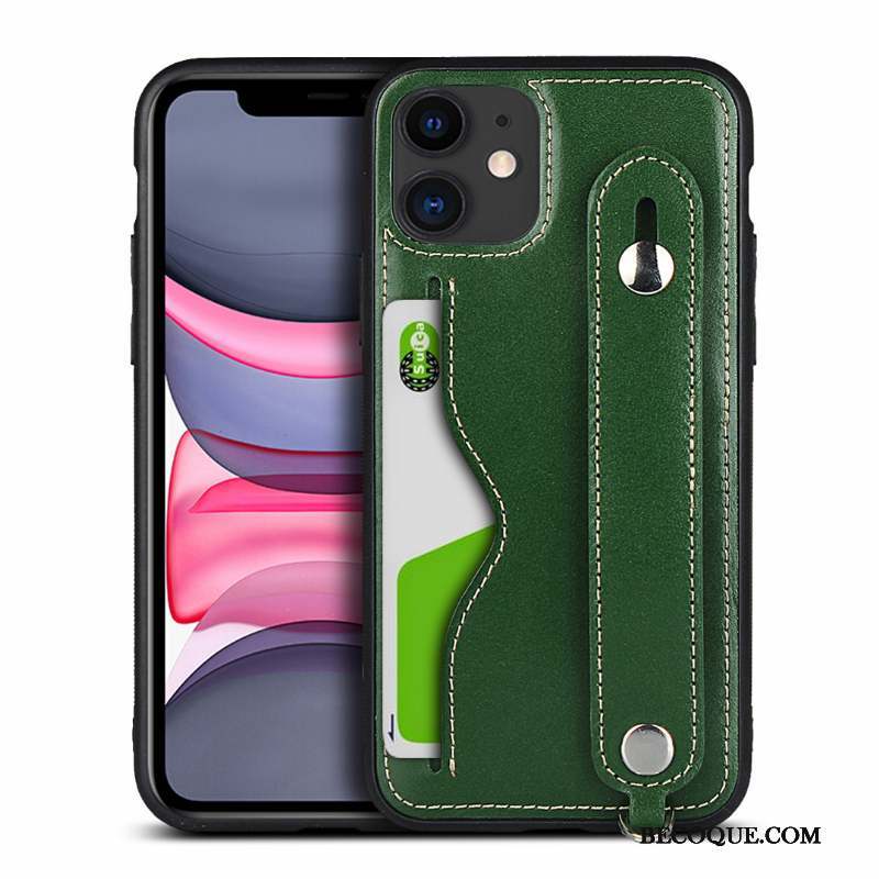 iPhone 11 Luxe Cuir Véritable Support Coque De Téléphone Incassable Ornements Suspendus