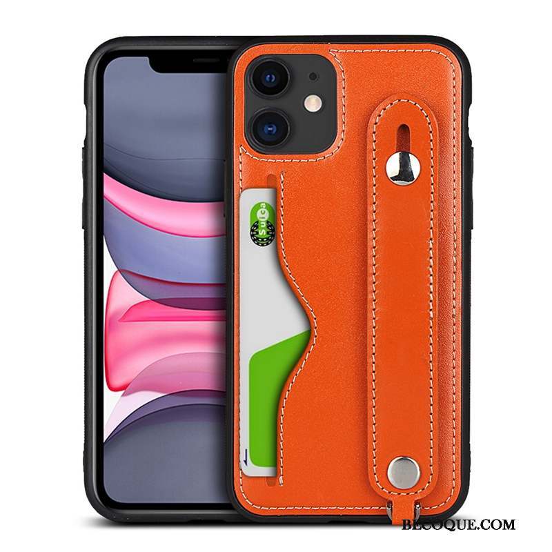 iPhone 11 Luxe Cuir Véritable Support Coque De Téléphone Incassable Ornements Suspendus