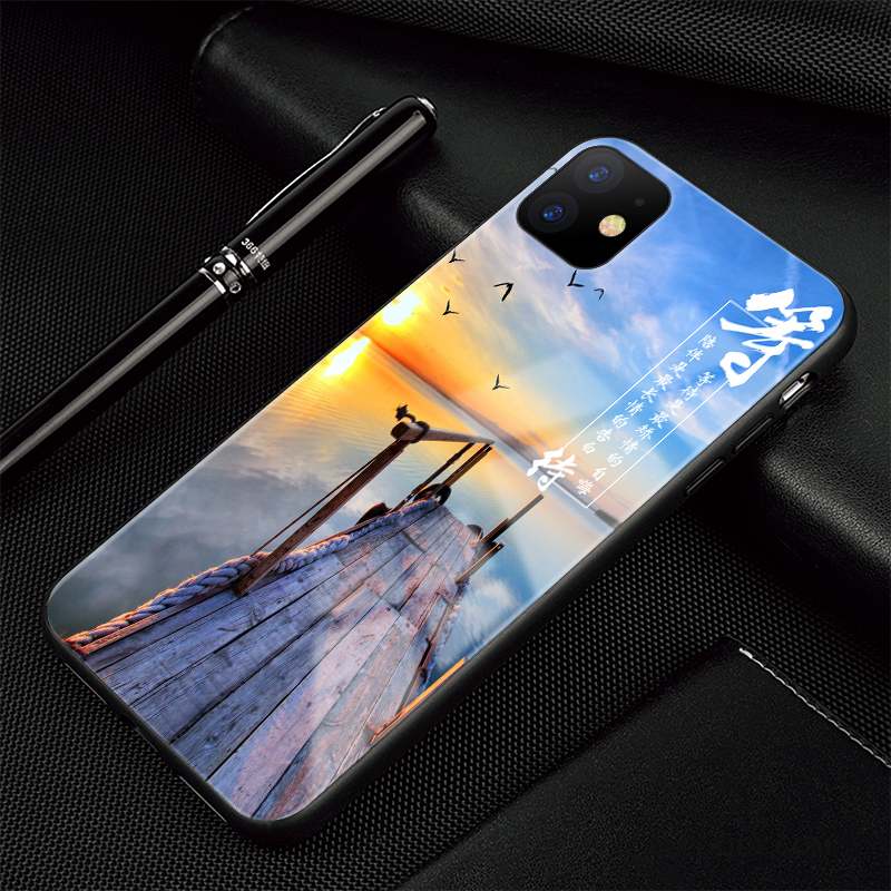 iPhone 11 Paysage Coque De Téléphone Tout Compris Verre Protection Bleu