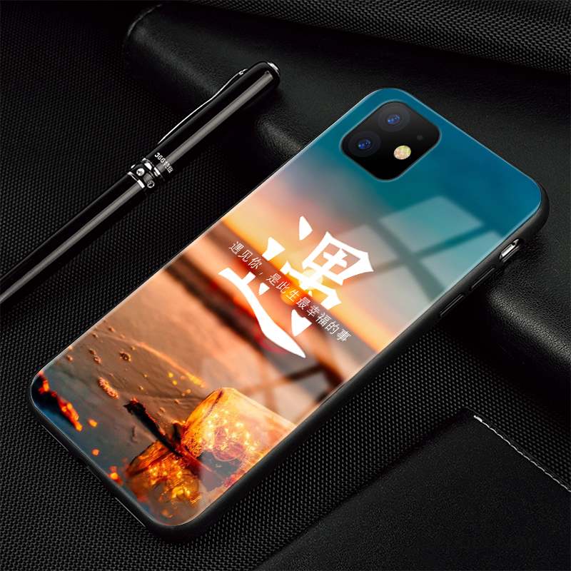 iPhone 11 Paysage Coque De Téléphone Tout Compris Verre Protection Bleu